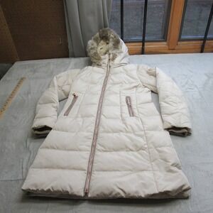 Vince Camuto Down Parka Womens Medium White Hooded Insulated Jacket Long Puff